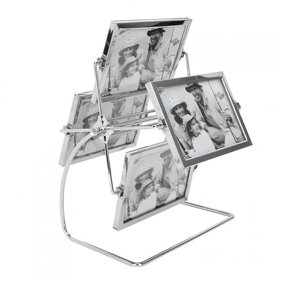 Photo Frame, Rotatable Ferris Wheel Family Pictures Frames, Desk Table Top Vintage Photo Frames Stainless Steel Horizontal Placement Stand Frame for 6x4 Inch Photo