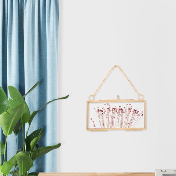 MERRYHAPY Golden Glass Pressed Flower Art Frame for Wall Decor Modern Home Decoration