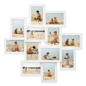 Photo Frame Union Family Friends White Picture Frame L 24" x H 24" Gallery Collage Wall Hanging Photo Frame for 6" x 4" Photo 12 Photo Sockets White Edge