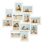 Photo Frame Union Family Friends White Picture Frame L 24" x H 24" Gallery Collage Wall Hanging Photo Frame for 6" x 4" Photo 12 Photo Sockets White Edge