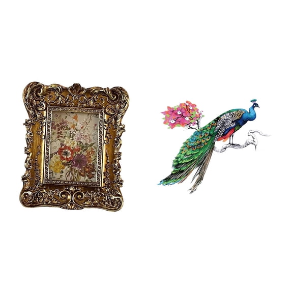 Photo Frame Vintage Table Picture Frame Ornate Wall Hanging Decorative Resin for Home Office Living Room Gifts