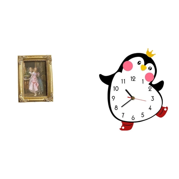 Photo Frame Wall Clock Display Stand Resin Material Decorative for Bedroom Living Room Office Decoration