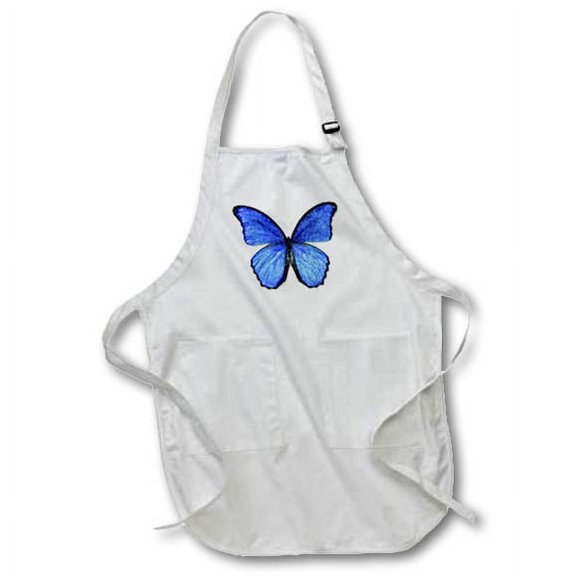 3dRose, Photo Illustration Blue Butterfly, BLACK Full Length Apron with Pockets 22w x 30l