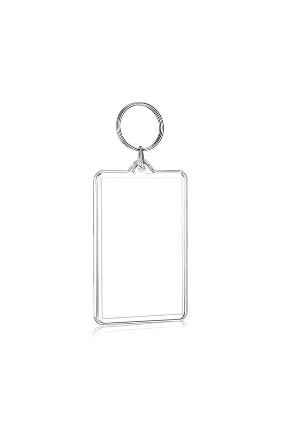 Photo Insert Keyrings Blanks Rectangle Shapes Keychain Picture Frame Keyring with Split Rings Suit for Photos