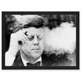 thumbnail image 1 of Photo JFK John F Kennedy Smoking Cigar US President Picture A4 Artwork Framed Wall Art Print, 1 of 4