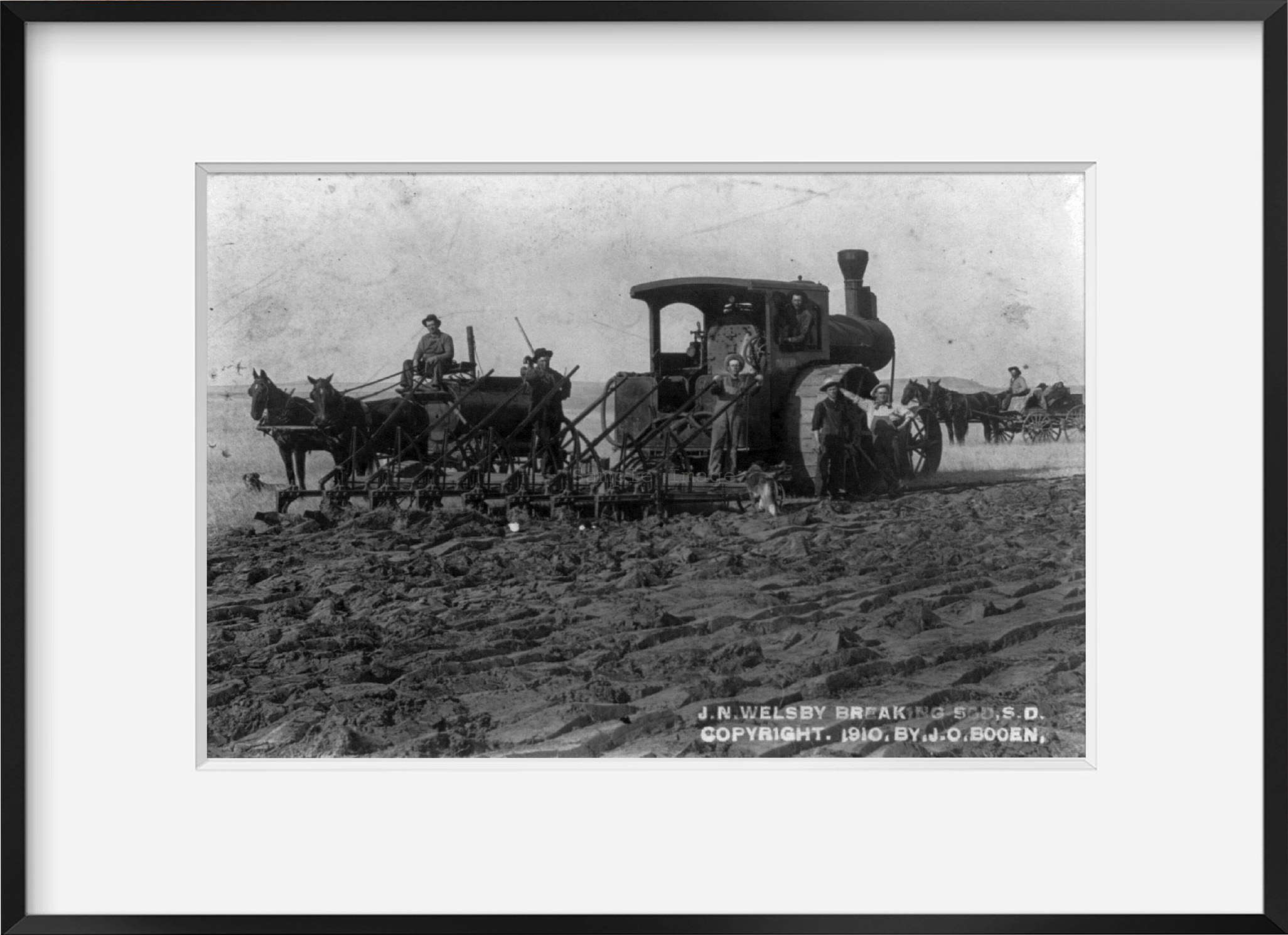 Photo JN Welsby breaking sod, SD, 1910, tractor, plow, horsedrawn