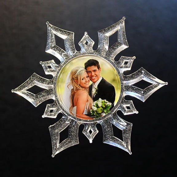 Photo Keepsake Clear Snowflake Ornament to personalize with your own picture - 6 inch - Made in the USA