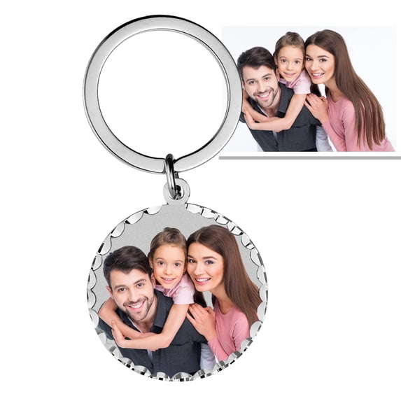 Photo Key Chain - Sterling Silver, With Large Round