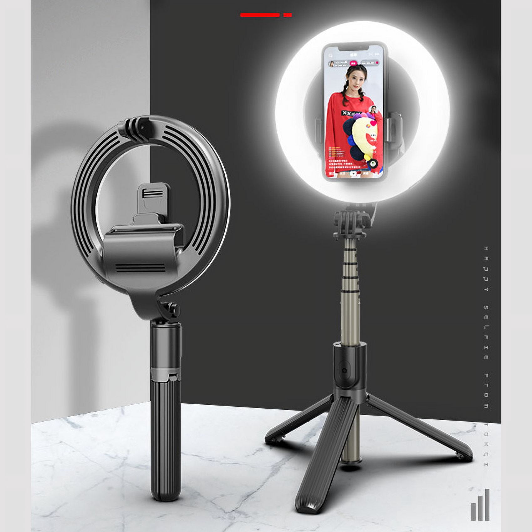Photo LED Selfie Stick Ring Fill Light Wireless Control Dimmable Camera ...