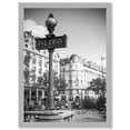 thumbnail image 1 of Photo Landmark Classic Metro Sign Paris France Subway Black White Artwork Framed Wall Art Print A4, 1 of 4