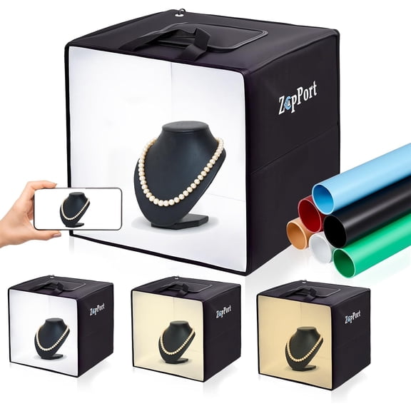 Photo Light Box Photography - 16"x16" Studio Lightbox with 120 LED Lights & 6 Backdrops for Jewelry and Small Items Product