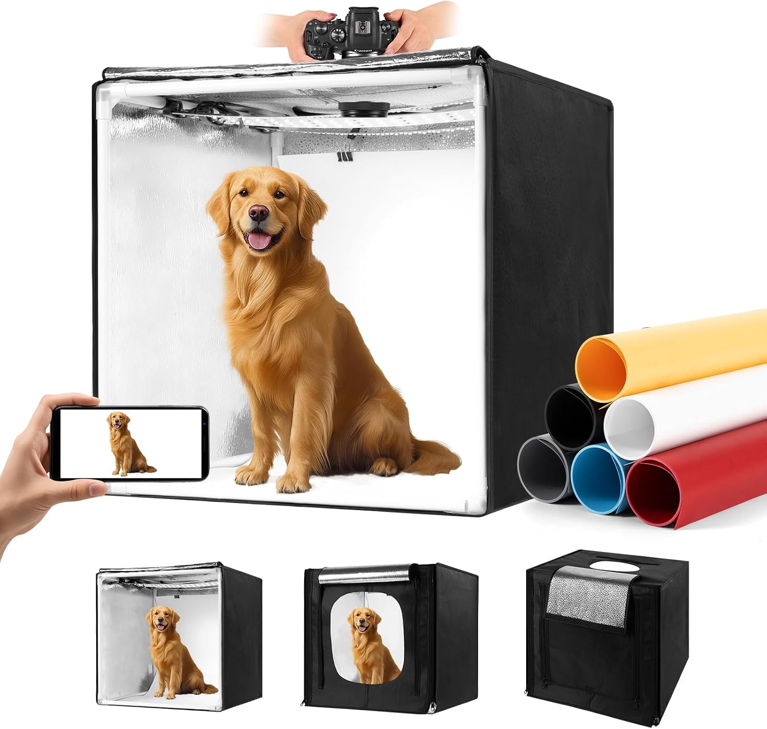 Lightbox Photo Light Box, Portable 12/16/20/24/32 Photo Studio Light Box ...