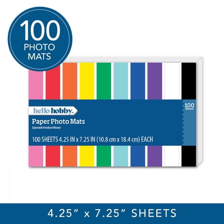 Hello Hobby Pre Cut Photo Framing Mats, 100 Sheets, 4.5 x 7.25 inches, Multicolor