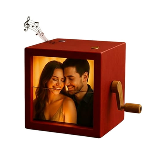 Photo Notebook Frame Animation, Unique Machine Mechanical Hand-cranked Notebook Picture Box with Photos That Can Play Songs,Unique Photo Gifts for Women Men
