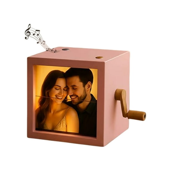 Photo Notebook Frame Animation, Unique Machine Mechanical Hand-cranked Notebook Picture Box with Photos That Can Play Songs,Unique Photo Gifts for Women Men
