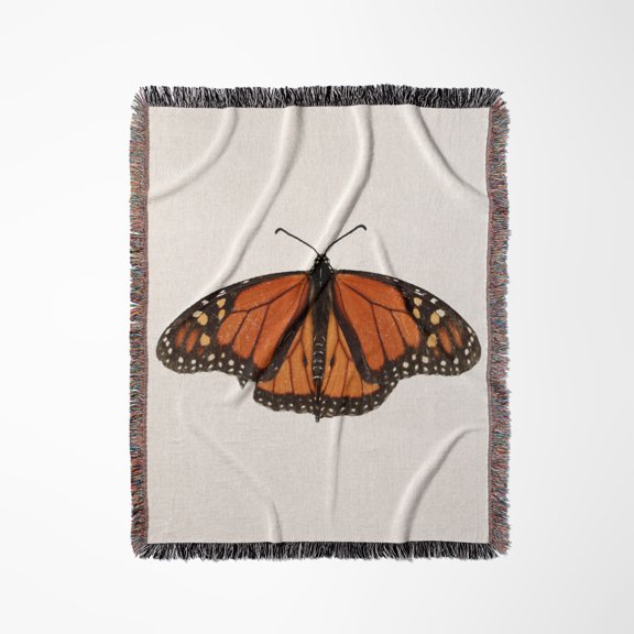 Photo Of A Male Monarch Butterfly Cut Out And Put On White Background., Woven Blanket
