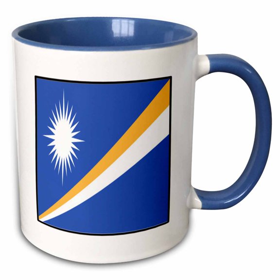 3drose, Photo of Marshall Islands Flag Button, 11oz Two-tone Blue Mug