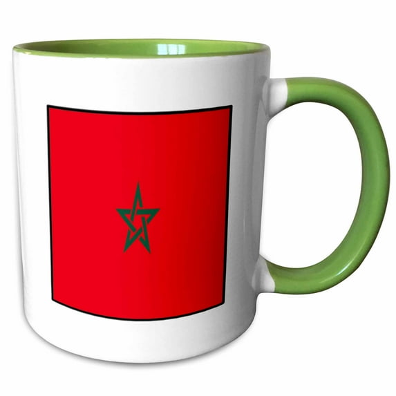 3drose, Photo of Morocco Flag Button, 11oz Two-tone Green Mug