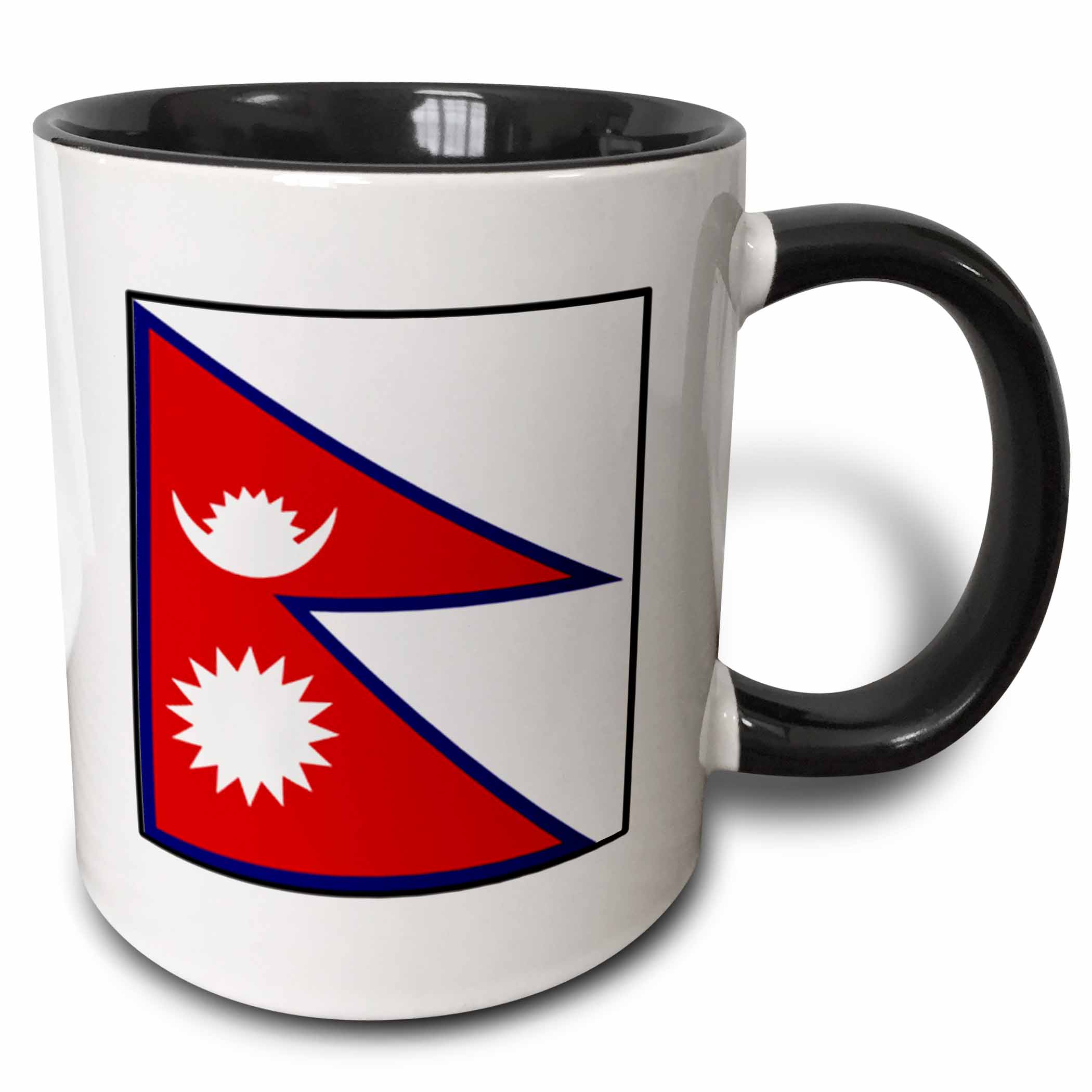 3drose Button 3drose, Photo of Nepal Flag Button, 15oz Two-tone Black Mug - Walmart.com