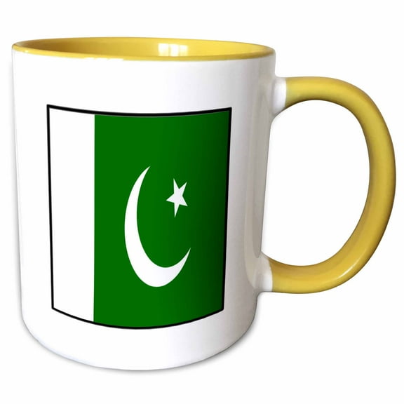3drose, Photo of Pakistan Flag Button, 11oz Two-tone Yellow Mug