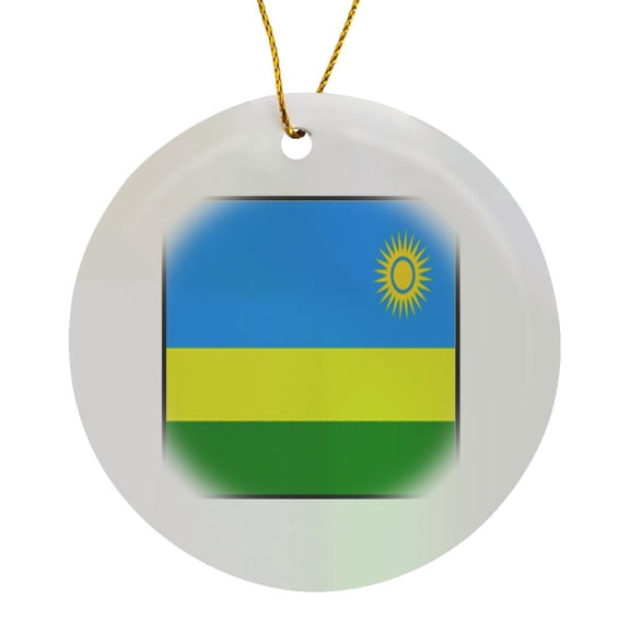 Photo Of Rawanda Flag Button, Circle Porcelain Ornament