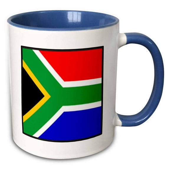 3drose, Photo of South Africa Flag Button, 11oz Two-tone Blue Mug