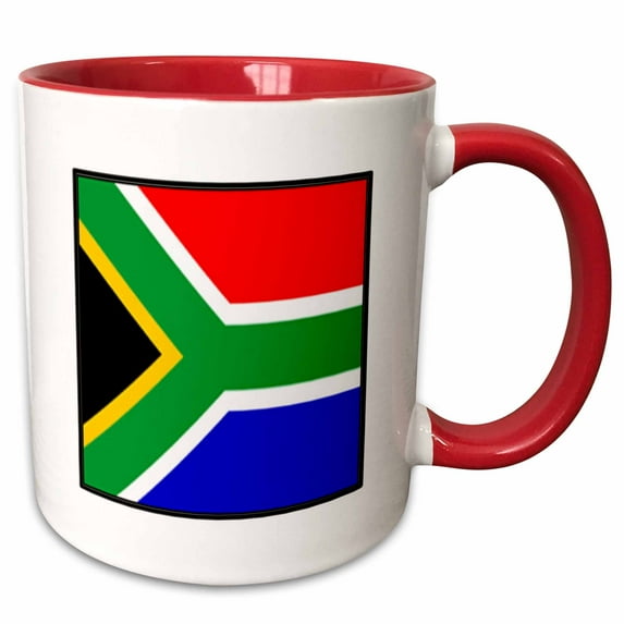 3drose, Photo of South Africa Flag Button, 11oz Two-tone Red Mug