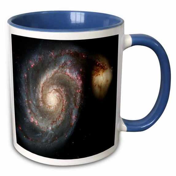 3drose, Photo of Whirlpool Galaxy M 51 Messier, 15oz Two-tone Blue Mug