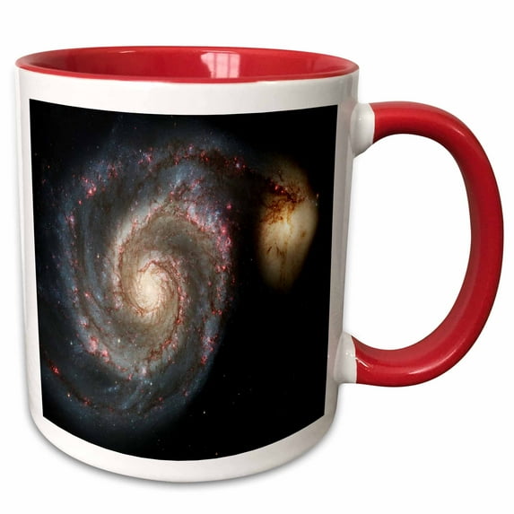 3drose, Photo of Whirlpool Galaxy M 51 Messier, 15oz Two-tone Red Mug
