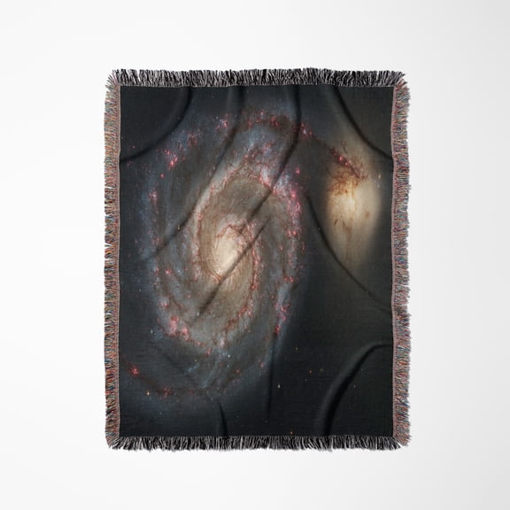Photo Of Whirlpool Galaxy M 51 Messier, Woven Blanket