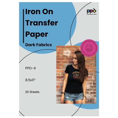 PPD 20 Sheets 8.5x11" - Inkjet Iron-on Heat Transfer Paper for Black & Dark Fabric and T-Shirts - Premium - PPD-4-20