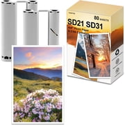 Photo Paper SD21 SD31 Ink Cartridge Compatible for Amber M100 M200 4x6 Photo Printer Ink Cartridge Compatible with DHP512 DHP513 Photo Printers 80 Sheets and 2 Cartridges