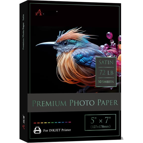 Photo Paper Satin 5x7 72lb for Inkjet Printers 50 Sheets, Single Sided