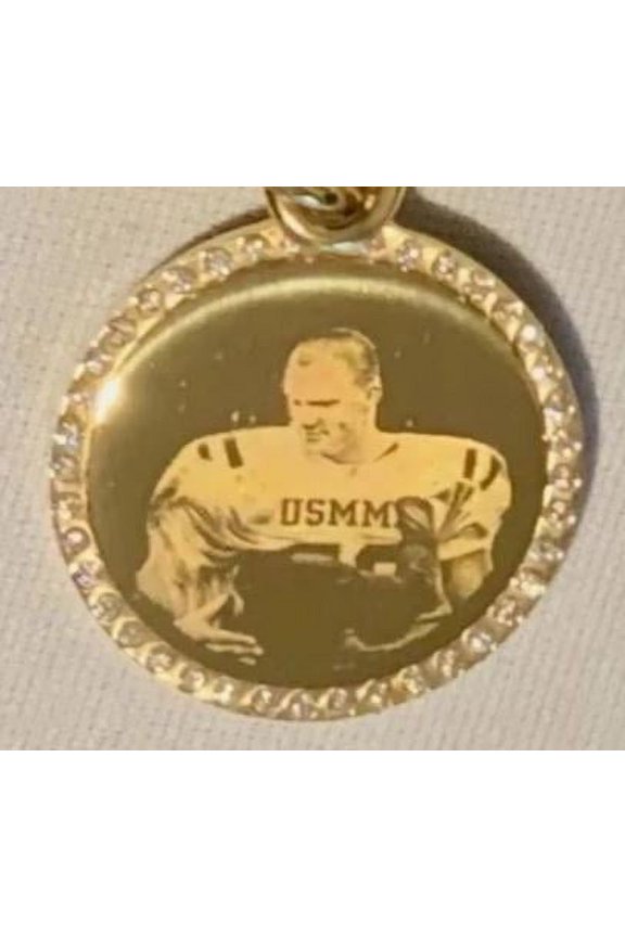 Photo Picture Tag Text CUSTOM ENGRAVED CZ BLING GOLD IPG STAINLESS STEEL ROUND NO CHAIN