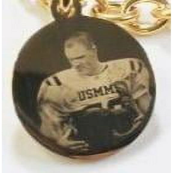 Photo Picture Text CUSTOM ENGRAVED 1" ROUND DOG TAG GOLD IPG STAINLESS STEEL NO CHAIN