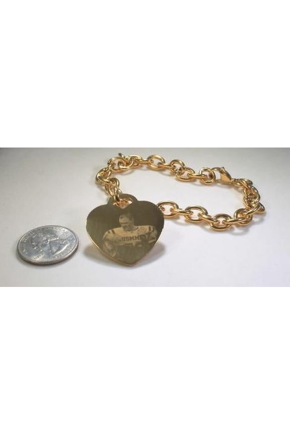 Photo Picture Text CUSTOM ENGRAVED GOLD IPG STAINLESS STEEL HEART NO CHAIN goldtiffphoto1