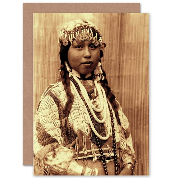Photo Portrait Curtis Native American Wishham Bride Greetings Card Plus Envelope Blank inside