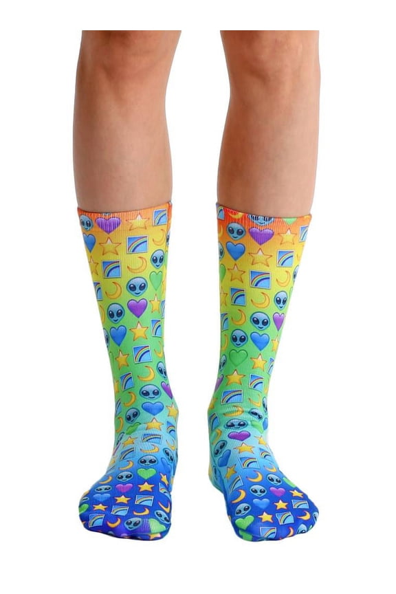 Photo Print Crew Socks: Galaxy Emoji