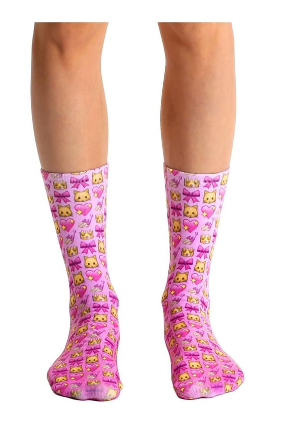 Photo Print Crew Socks: Girly Emoji