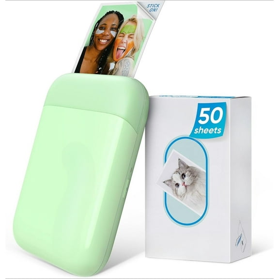 Photo Printer, Mini Instant Portable  Mono Picture Printer Bundle Adhesive Paper, Bluetooth, Small Phone Sticker for , Smartphone
