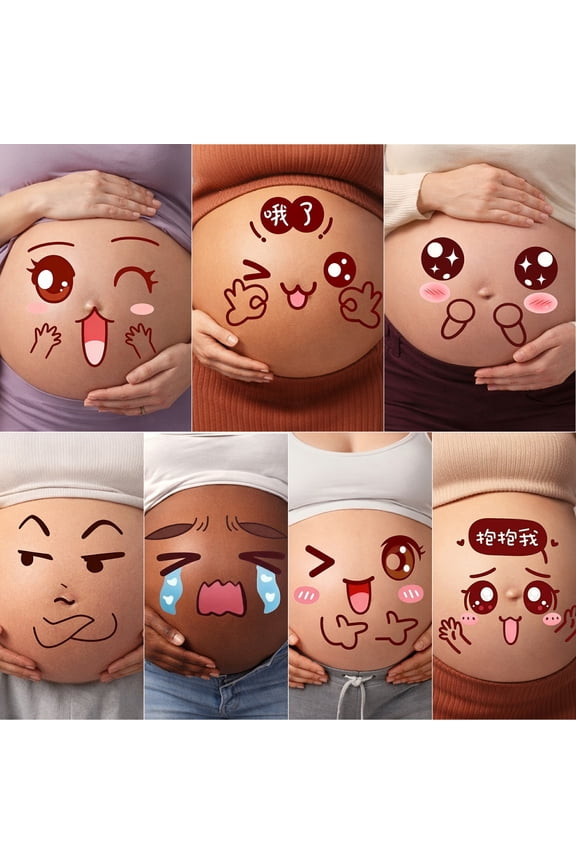 Photo Props for Expectant Mothers, Pregnancy Facial Expressions Sticker, Pregnant Women Baring Belly Bump Paster, Cute Photography Props