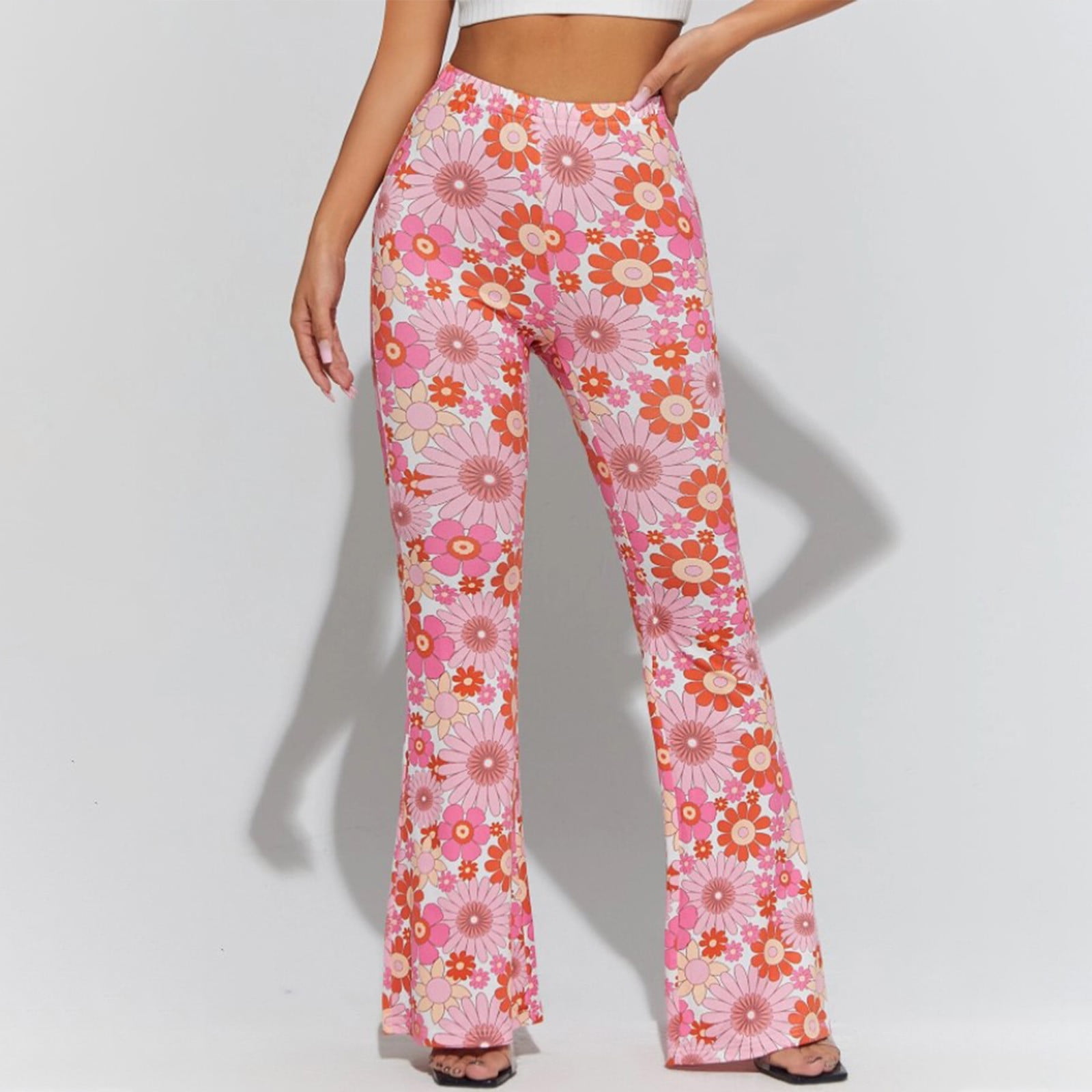 Photo-Ready Outfits,AXXD Plus Size Long Pants High Waist Summer Printed  Pants Women Pants Clearance 1x Pink 14 
