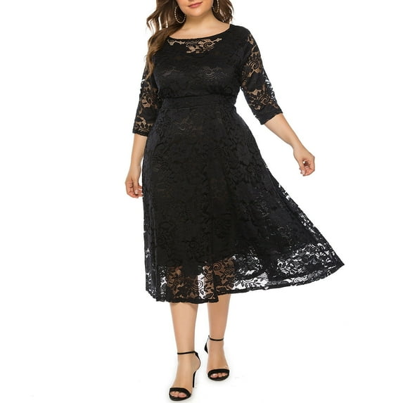 Photo-Ready Outfits,POROPL Summer Dresses for Women Plus Size Hollow Out Lace Long Dress Evening Dress Party Dress Black Size 18