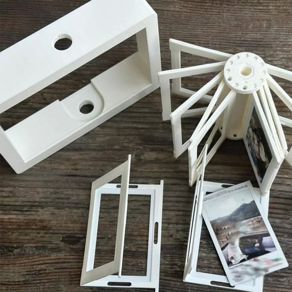 Photo Rotating Page-Turning Ornaments 12-Slot Rotating Photo Album Personalized Memories Flip Book Frame 360° Flipping Out Photo Rotating Page Turners Table