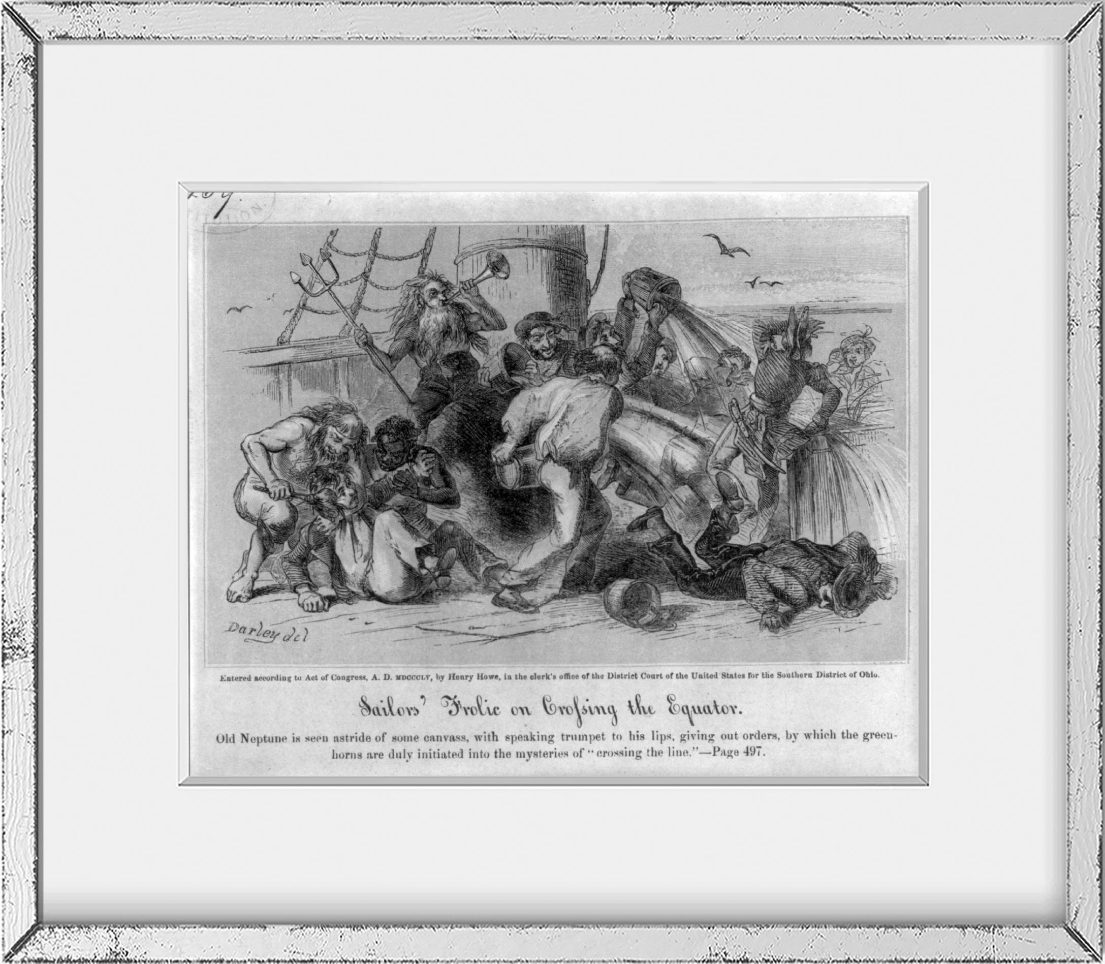 Photo Sailors Frolic on Crossing The Equator, 1860, Old Neptune