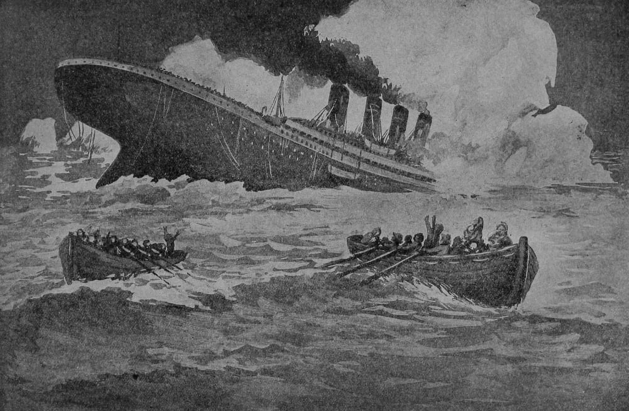 Photo Sinking of the Titanic 1912 Sinking of the Titanic Canvas Art -  (18 x 24)