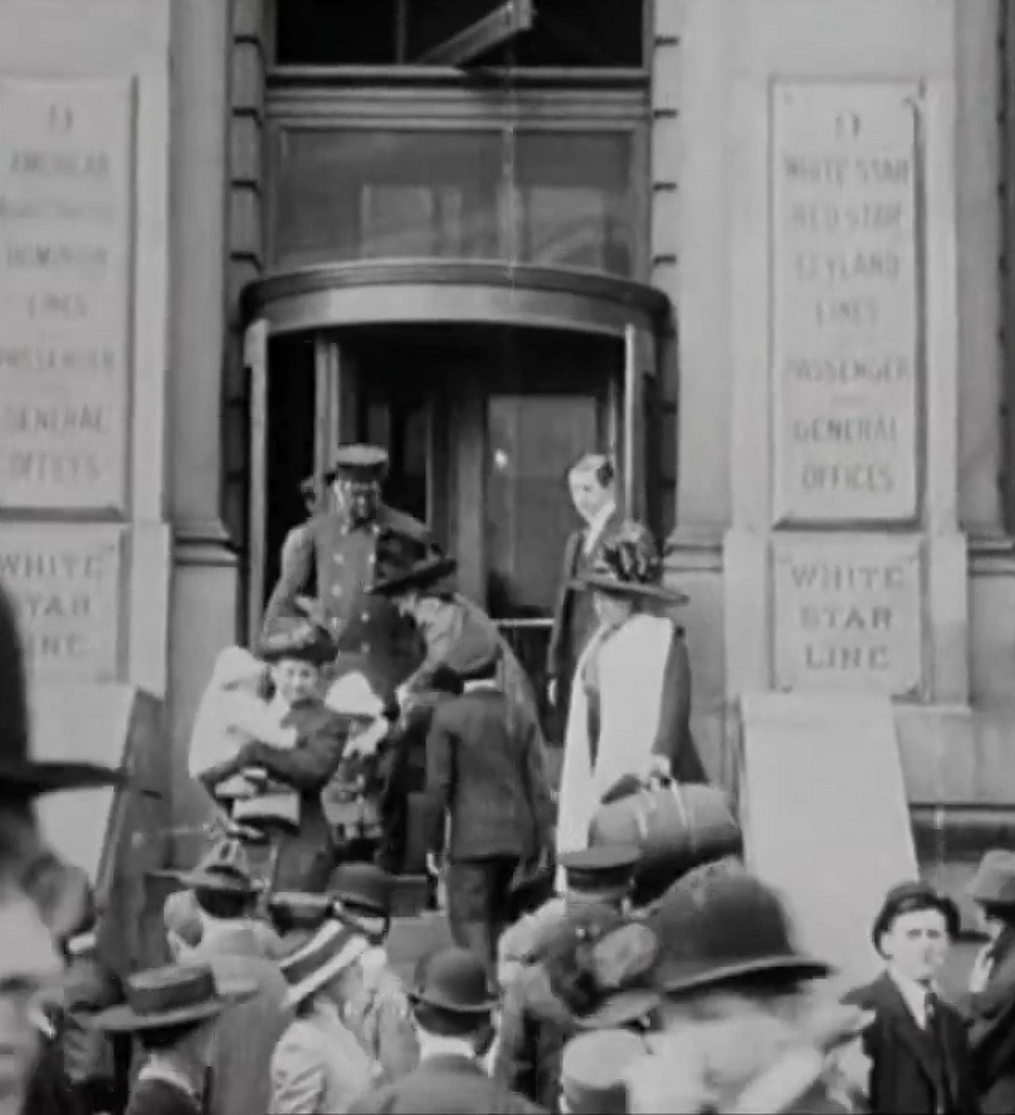 Photo Still from 1912 footage Awaiting news at the White Star offices Canvas Art - (18 x 24)