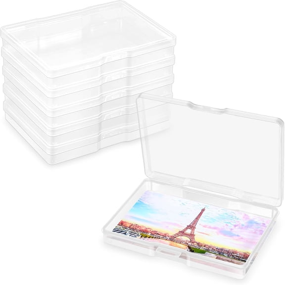 Photo Storage Box 5 x 7 Inches, 6 Pack Photo Organizers and Storage, Acid-Free Picture Storage Container, Stackable Craft Keeper for Photos, Cards, Stamps, Scrapbooking, Office Supplies etc