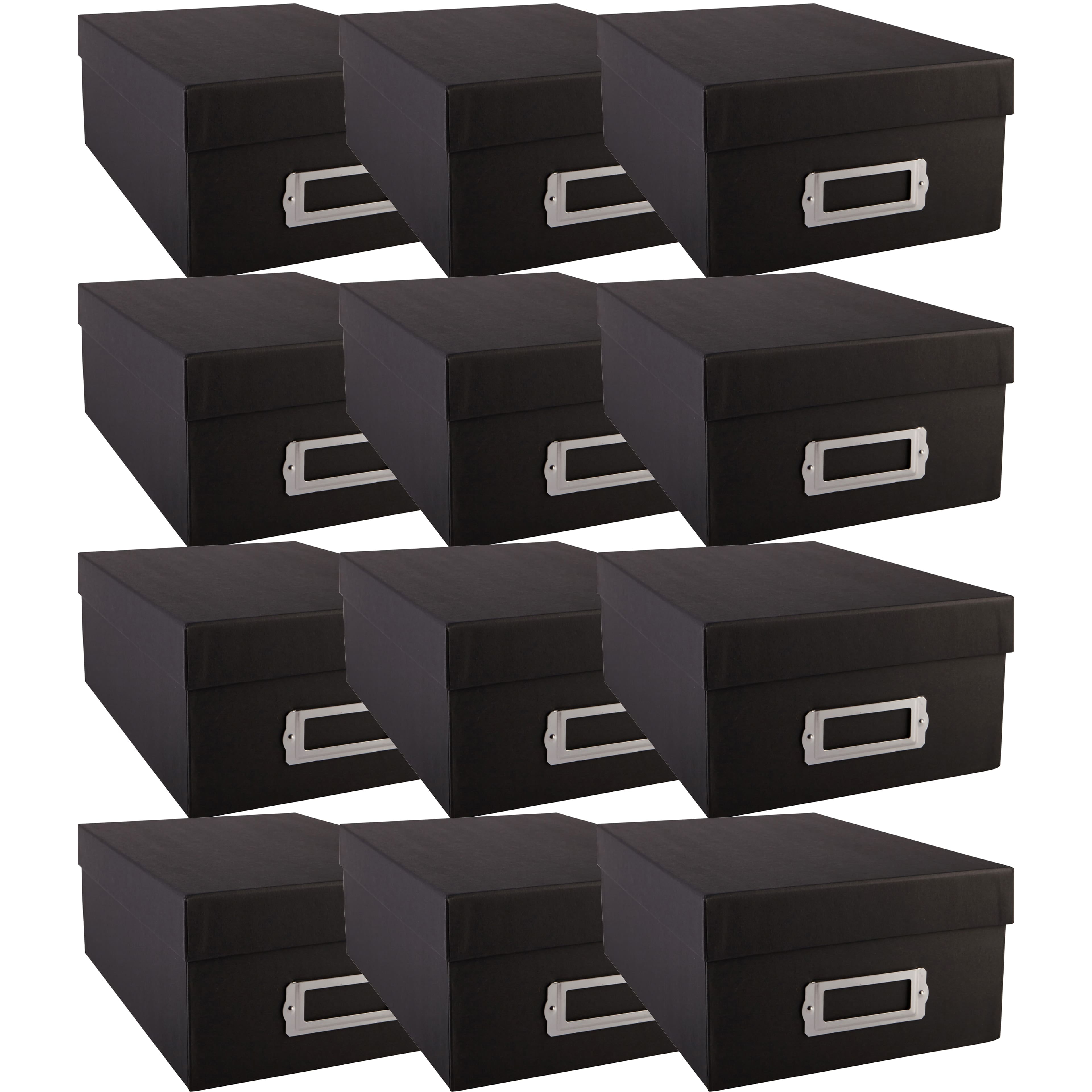 Photo Storage Box by Simply Tidy Store and Protect Pictures, Documents,  and Prints Black, Bulk 12 Pack