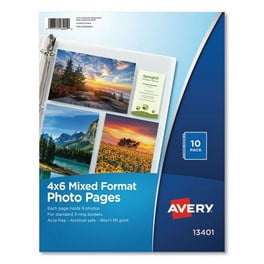 Photo Storage Pages for Six 4 x 6 Mixed Format Photos, 3-Hole Punched, 10/Pack Photo Storage Pages for Six 4 x 6 Mixed Format Photos, 3-Hole Punched, 10/Pack